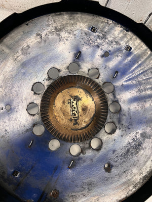 Round Cast Iron Braai Pan with Blue Base โ Durable & Unique Design