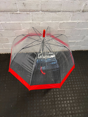 Clear Dome Red Trimmed Umbrella - Stylish & Functional - REDUCED - 2ndhandwarehouse.com