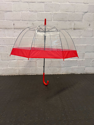 Clear Dome Red Trimmed Umbrella - Stylish & Functional - REDUCED - 2ndhandwarehouse.com