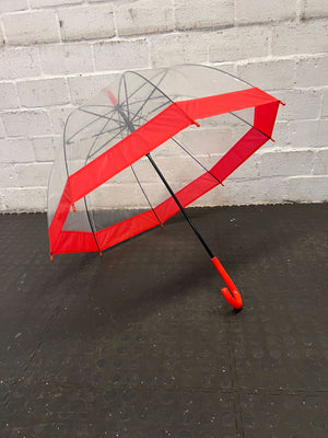 Clear Dome Red Trimmed Umbrella - Stylish & Functional - REDUCED - 2ndhandwarehouse.com