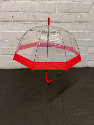 Clear Dome Red Trimmed Umbrella - Stylish & Functional - REDUCED - 2ndhandwarehouse.com