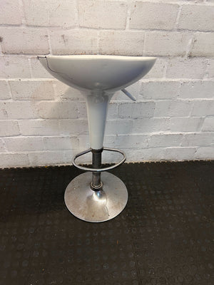 Modern White Bar Stool with Chrome Base - Minor Crack - CLEARANCE - PRICE DROP