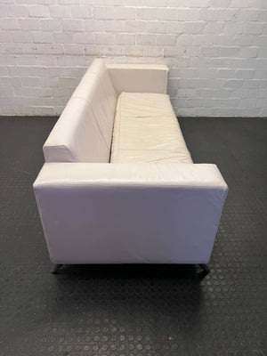 Stylish White Leather 3-Seater Couch with Minor Wear