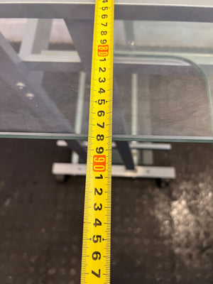 Stylish Glass-Top Mobile Console Table with Silver Frame - PRICE DROP