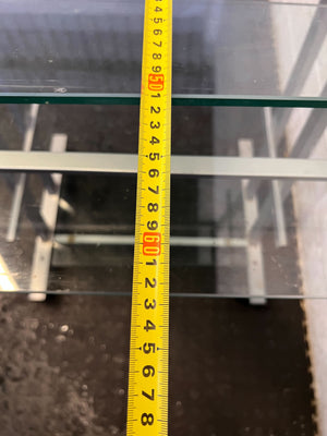 Stylish Glass-Top Mobile Console Table with Silver Frame - PRICE DROP