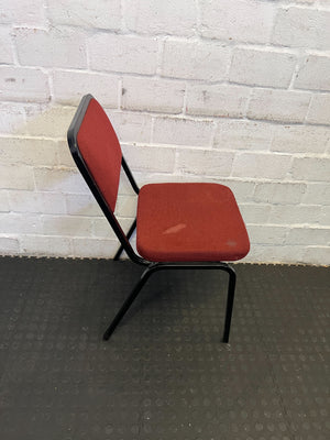 Sturdy Red Fabric Chair with Black Metal Frame - Minor Wear