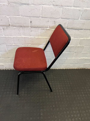 Sturdy Red Fabric Chair with Black Metal Frame - Minor Wear