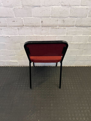 Sturdy Red Fabric Chair with Black Metal Frame - Minor Wear
