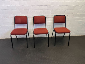 Sturdy Red Fabric Chair with Black Metal Frame - Minor Wear