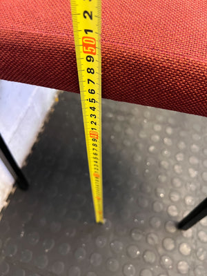 Sturdy Red Fabric Chair with Black Metal Frame - Minor Wear