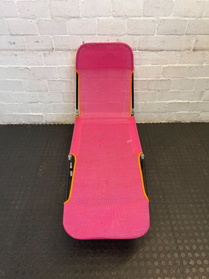 Vibrant Pink Portable Folding Lounge Chair with Minor Wear