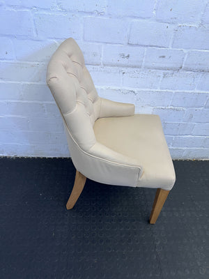 Elegant Cream Upholstered Dining Chair with Oak Legs - Minor Wear - PRICE DROP