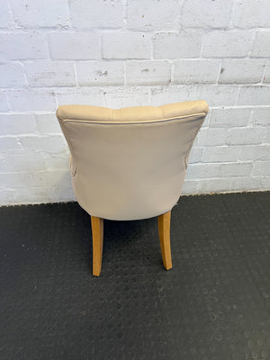 Elegant Cream Upholstered Dining Chair with Oak Legs - Minor Wear - PRICE DROP