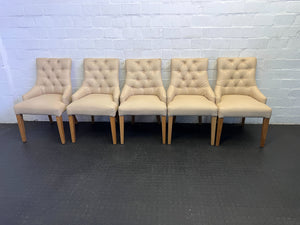 Elegant Cream Upholstered Dining Chair with Oak Legs - Minor Wear - PRICE DROP