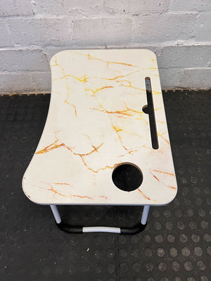 Portable Marble-Effect Laptop Table with Cup Holder - Minor Scratches