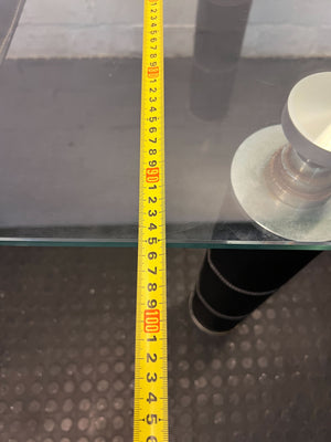 Stylish Glass-Top Dining Table with Black Metal Base – Minor Scratches - REDUCED - 2ndhandwarehouse.com