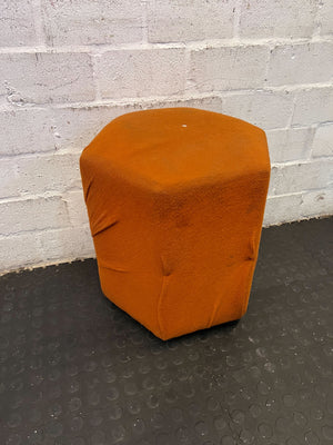 Stylish Orange Fabric Pouffe โ Unique Shape with Minor Wear