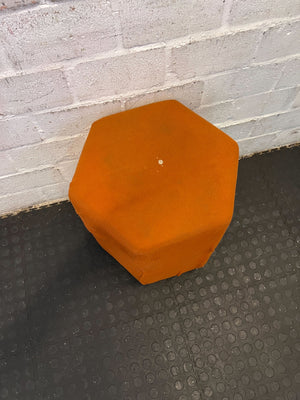 Stylish Orange Fabric Pouffe โ Unique Shape with Minor Wear