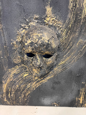 Artistic Black and Gold Wall Sculpture with Unique Design and Texture