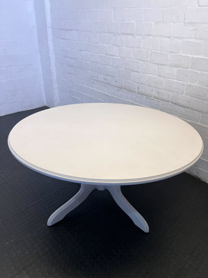 Chic White Round Dining Table with Elegant Pedestal Base - REDUCED - 2ndhandwarehouse.com