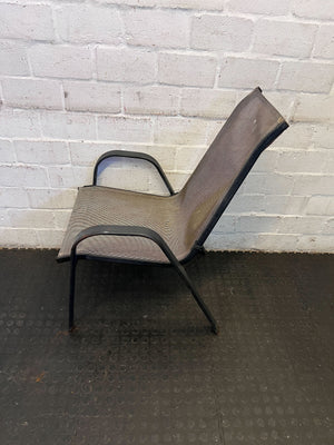 Sturdy Black Metal Outdoor Chair with Mesh Seat – Minor Wear