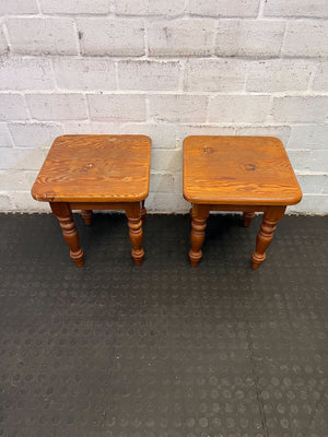 Charming Rustic Wooden Side Table with Classic Turned Legs - Minor Wear - REDUCED - PRICE DROP