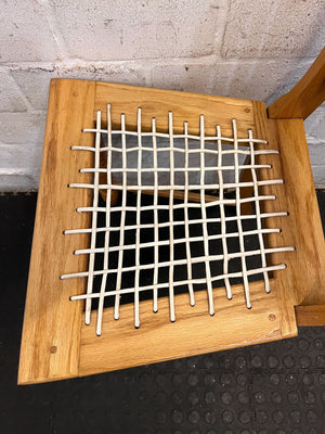Rustic Oak Dining Chair with Woven Seat β Minor wear - 2ndhandwarehouse.com