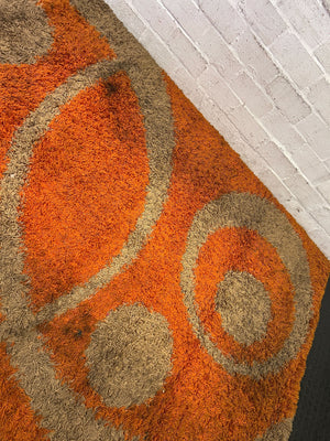 Vibrant Orange and Beige Contemporary Area Rug - PRICE DROP
