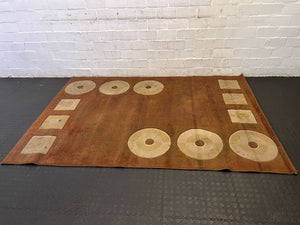 Retro Brown Area Rug with Geometric Patterns - Minor Wear - PRICE DROP