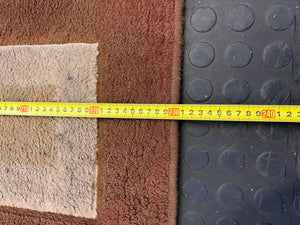 Retro Brown Area Rug with Geometric Patterns - Minor Wear - PRICE DROP