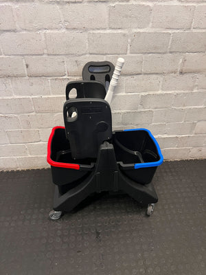 Durable 2-Compartment Cleaning Trolley with Color-Coded Bins