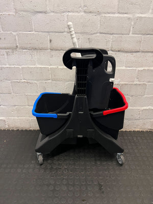 Durable 2-Compartment Cleaning Trolley with Color-Coded Bins