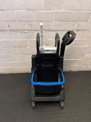 Compact Black Cleaning Trolley with Red Trim – Slight Scratch Marks