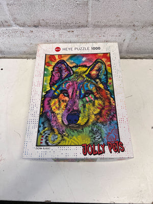 Colorful 1000-Piece Wolf Puzzle by Heye - Minor Box Wear