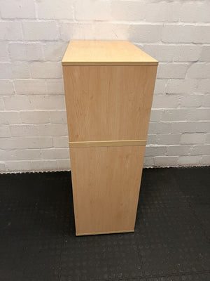 Sturdy Light Wood 3-Shelf Storage Unit with Cabinet - Great Condition