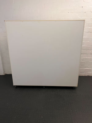 Modern White and Wood Bookcase Storage Unit with Wheels - REDUCED - 2ndhandwarehouse.com