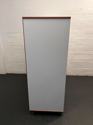 Modern White and Wood Bookcase Storage Unit with Wheels - REDUCED - 2ndhandwarehouse.com