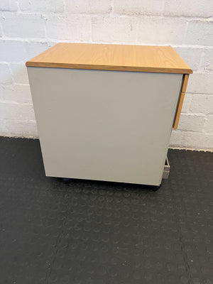 Versatile Oak Wood Mobile Filing Cabinet with Drawer