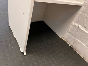 Minimalist White Wooden Bookshelf with Minor Edge Damage