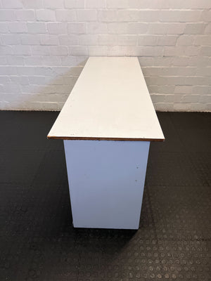 Spacious White Rectangular Desk with Minor Scratches