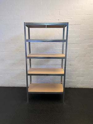 Sturdy Metal Shelving Unit with Wooden Shelves (Some Parts Missing) - Perfect for Storage - REDUCED