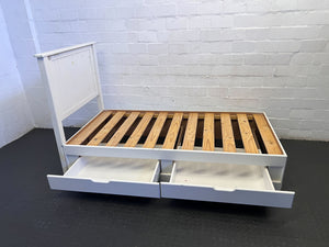 Charming White Wood Single Bed Frame with Wooden Slats