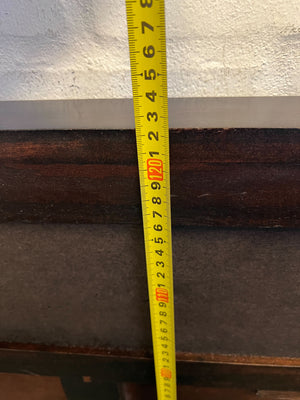 Elegant Dark Wood Queen Size Headboard with Rattan Accents