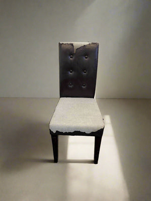 Elegant Black Faux Leather Dining Chair- Needs Recovering - 2ndhandwarehouse.com