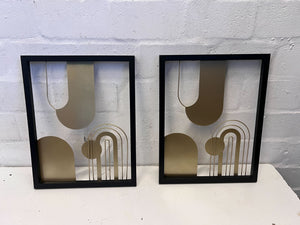 Modern Black Frame Decorative Wall Art with Gold Geometric Shapes 45 x 35cm