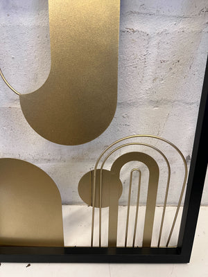 Modern Black Frame Decorative Wall Art with Gold Geometric Shapes 45 x 35cm