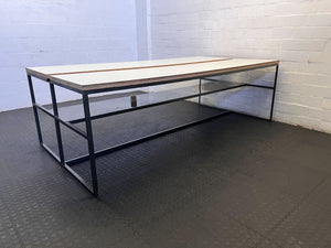 Stylish Modern Cream and Wood Dining Table with Metal Frame 120 BY 240 - REDUCED