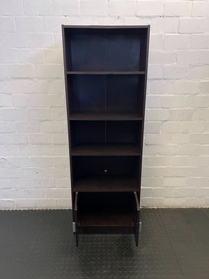 Modern Dark Brown Bookshelf with Doors and Minor Marks - REDUCED