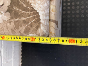 Charming Floral Upholstered Footstool with Wooden Legs