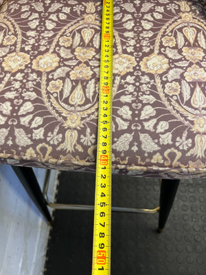 Chic Purple Patterned Bar Stool with Black Legs & Gold Accents - 2ndhandwarehouse.com